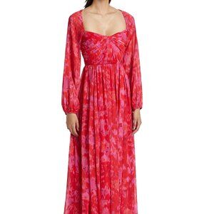 Monique Lhuillier Emery Chiffon Sweetheart Neckline Maxi Dress NWT, Size 4